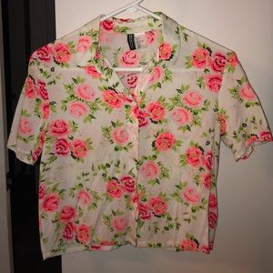 DIVIDED H&M Neon Floral Crop Top